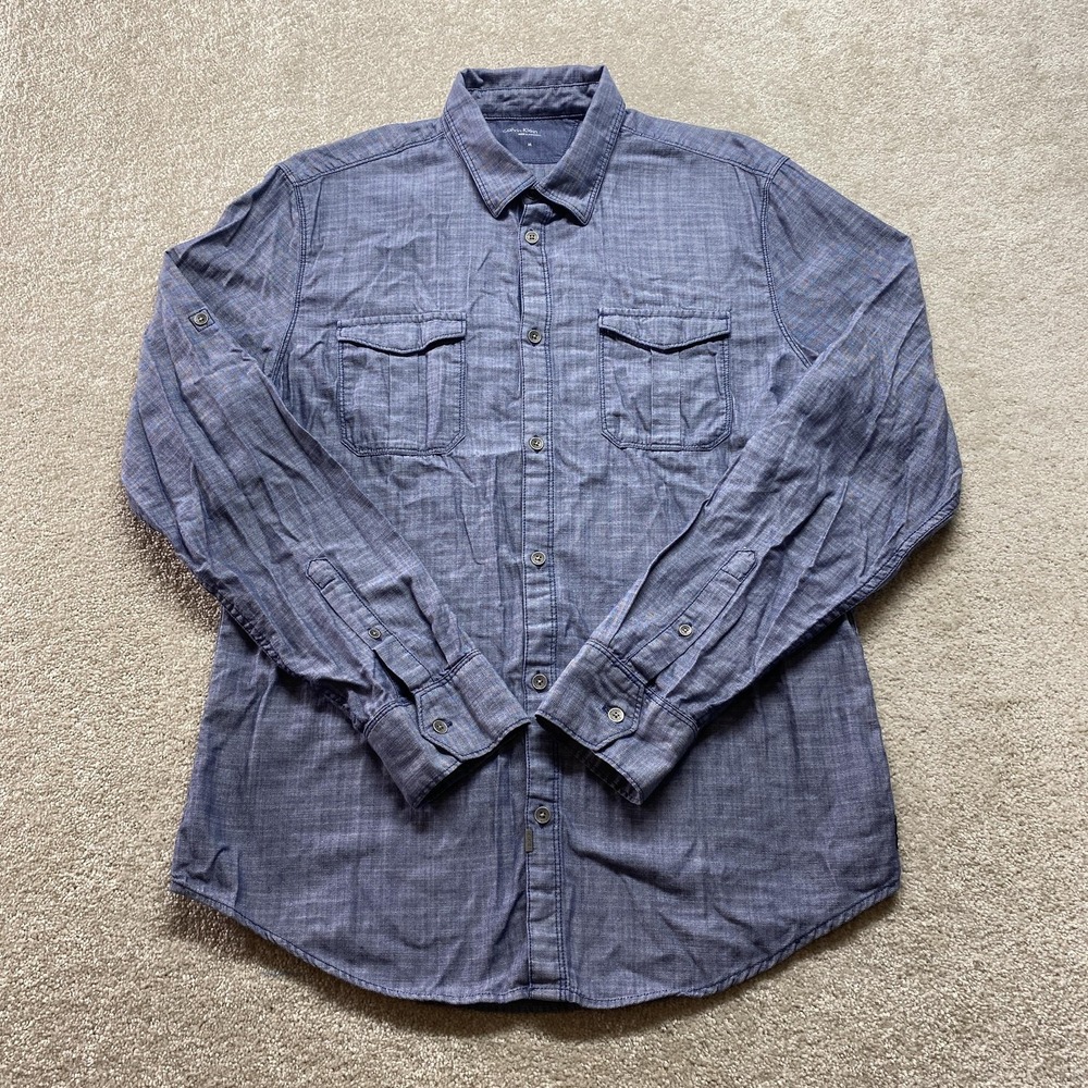 Calvin Klein Jeans Shirt Mens Medium‎ Blue Long Sleeve Button Up 100% Cotton
